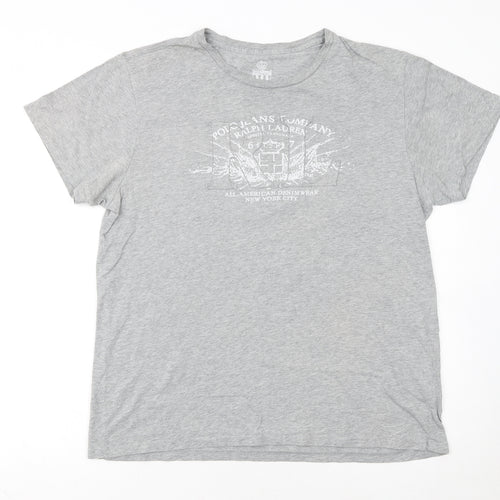 Ralph Lauren Polo Jeans Grey Graphic Cotton Men's T-Shirt Size L