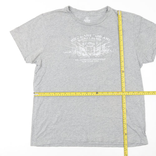 Ralph Lauren Polo Jeans Grey Graphic Cotton Men's T-Shirt Size L