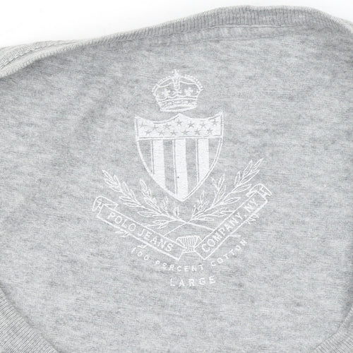 Ralph Lauren Polo Jeans Grey Graphic Cotton Men's T-Shirt Size L