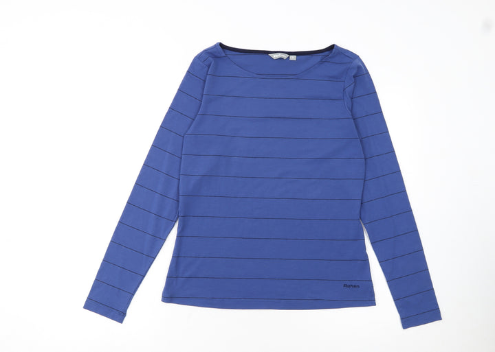 Rohan Women's Blue Striped Long Sleeve Polyester T-Shirt Size 10