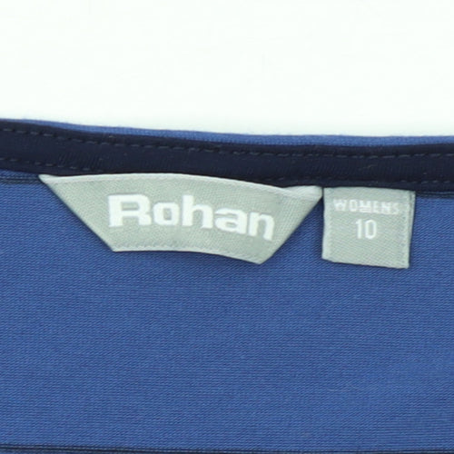 Rohan Women's Blue Striped Long Sleeve Polyester T-Shirt Size 10