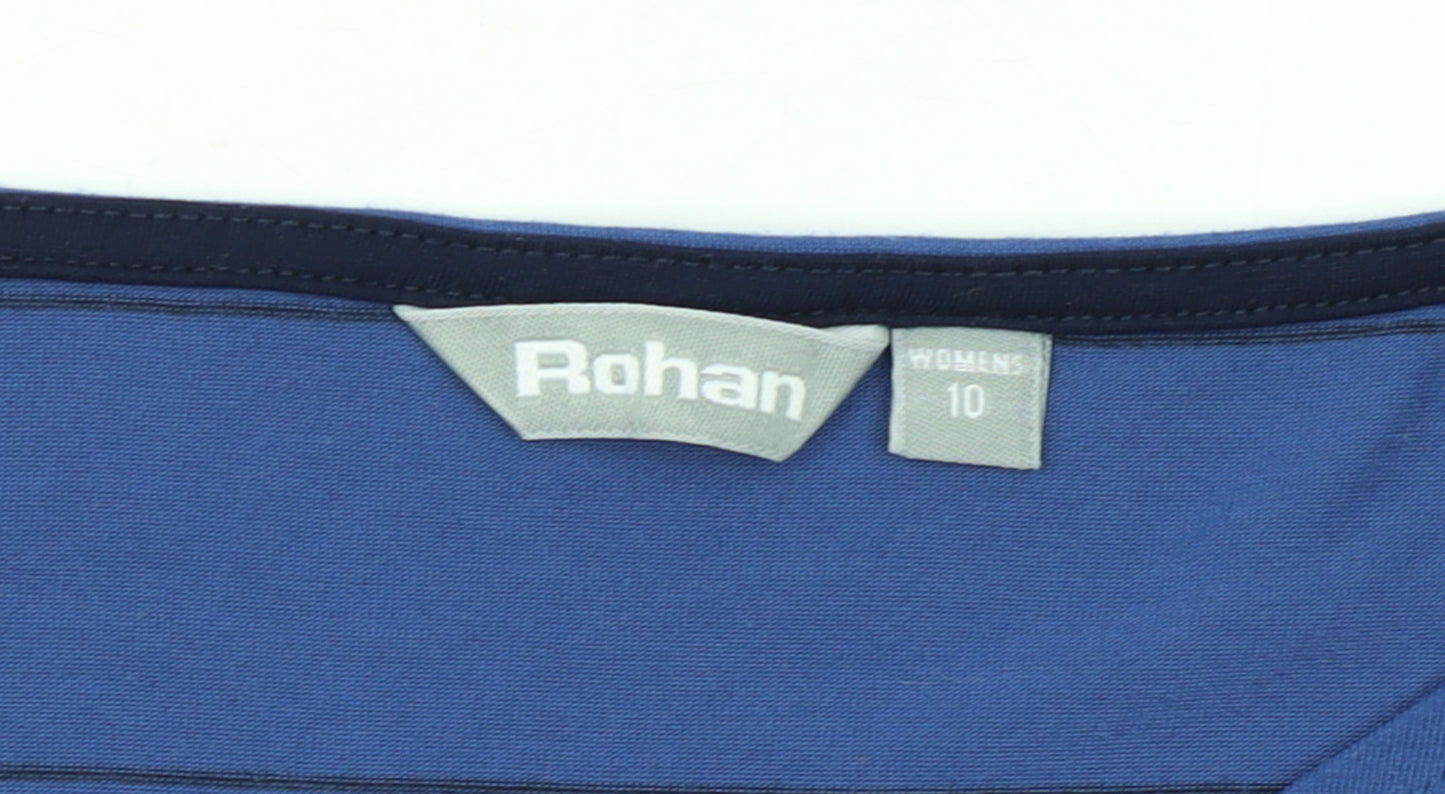 Rohan Women's Blue Striped Long Sleeve Polyester T-Shirt Size 10