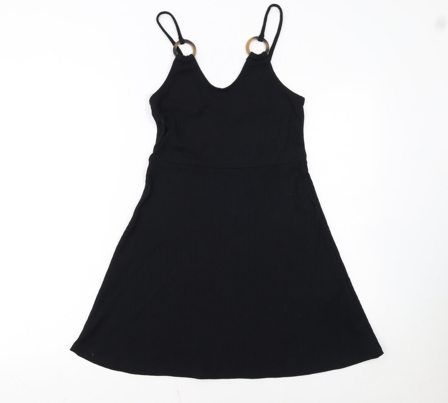 Topshop Women's Black A-Line V-Neck Sleeveless Dress Size 8