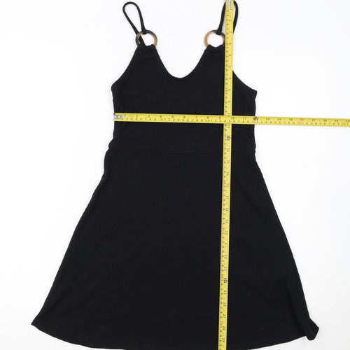 Topshop Women's Black A-Line V-Neck Sleeveless Dress Size 8