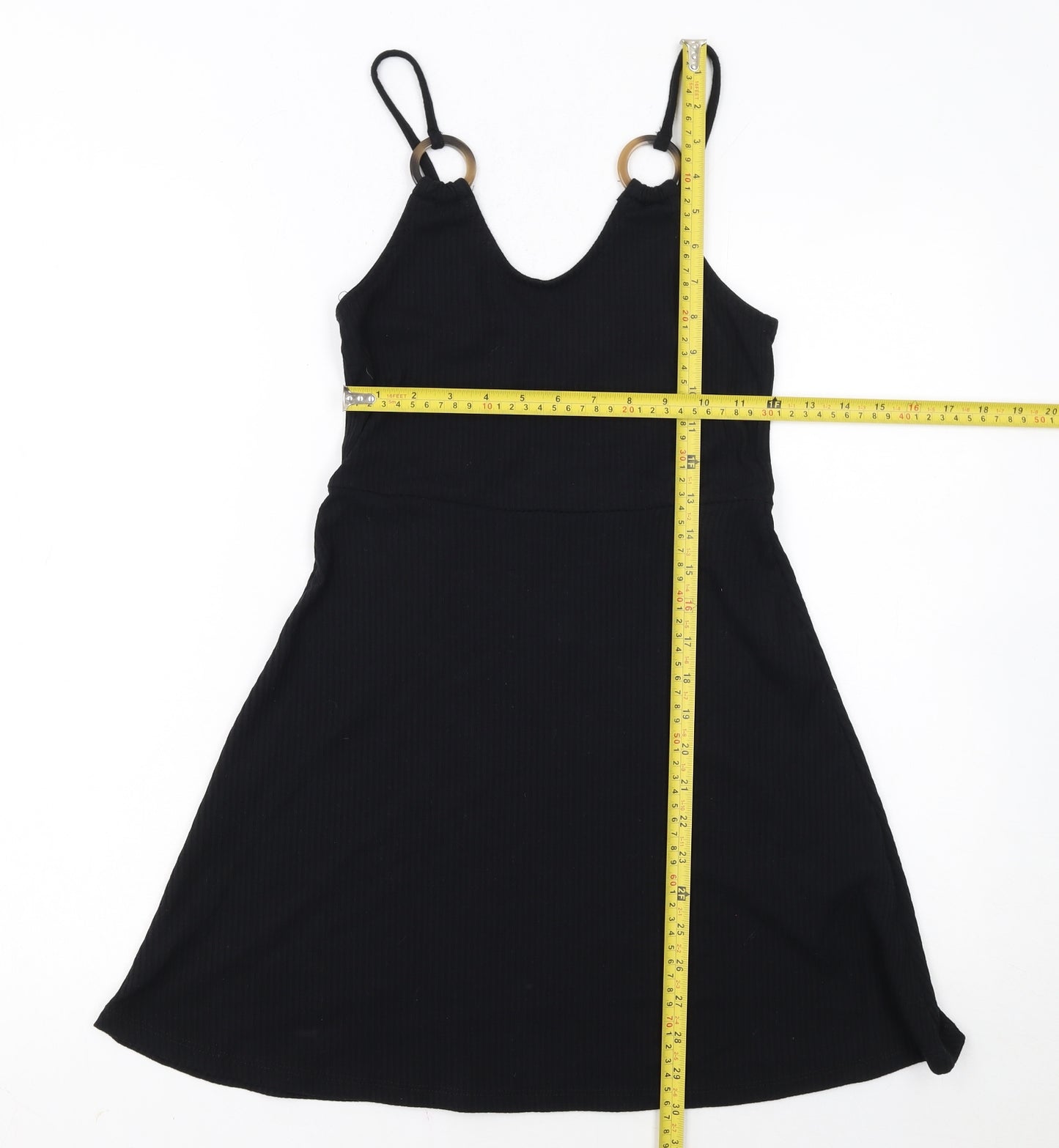 Topshop Women's Black A-Line V-Neck Sleeveless Dress Size 8