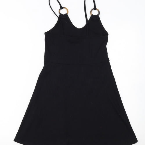 Topshop Women's Black A-Line V-Neck Sleeveless Dress Size 8