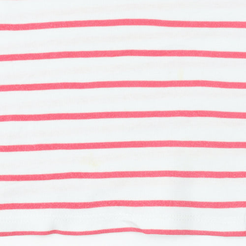 Laura Ashley Women’s White Pink Striped Cotton T-Shirt UK 14