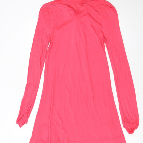 French Connection Women Pink Size 8 Long Sleeve Bow Tie Shift Dress