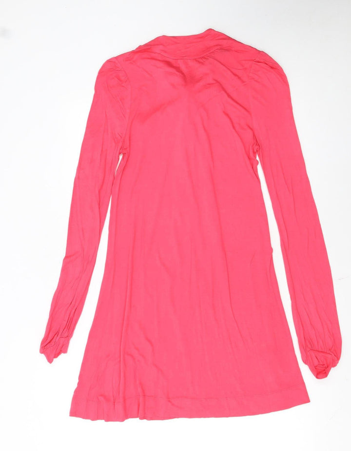 French Connection Women Pink Size 8 Long Sleeve Bow Tie Shift Dress