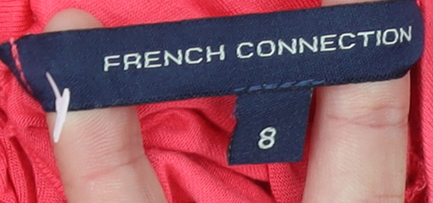 French Connection Women Pink Size 8 Long Sleeve Bow Tie Shift Dress
