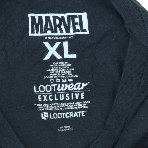Marvel Men's Black Panther Black Long Sleeve T-Shirt XL Loot Wear Exclusive