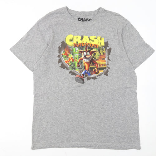 Crash Bandicoot Grey Graphic Men's T-Shirt Medium Cotton Regular Fit