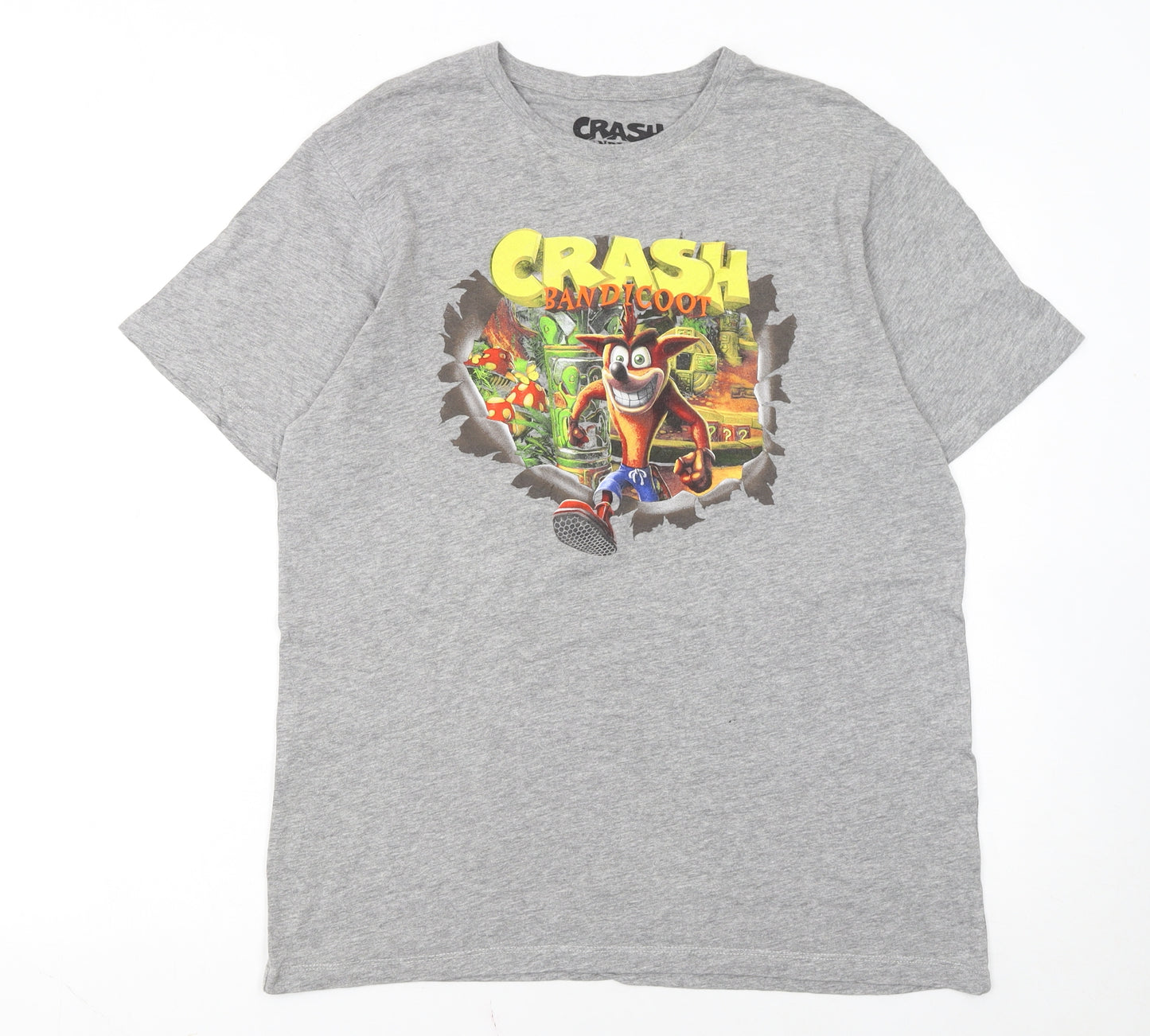 Crash Bandicoot Grey Graphic Men's T-Shirt Medium Cotton Regular Fit