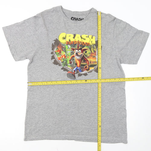 Crash Bandicoot Grey Graphic Men's T-Shirt Medium Cotton Regular Fit