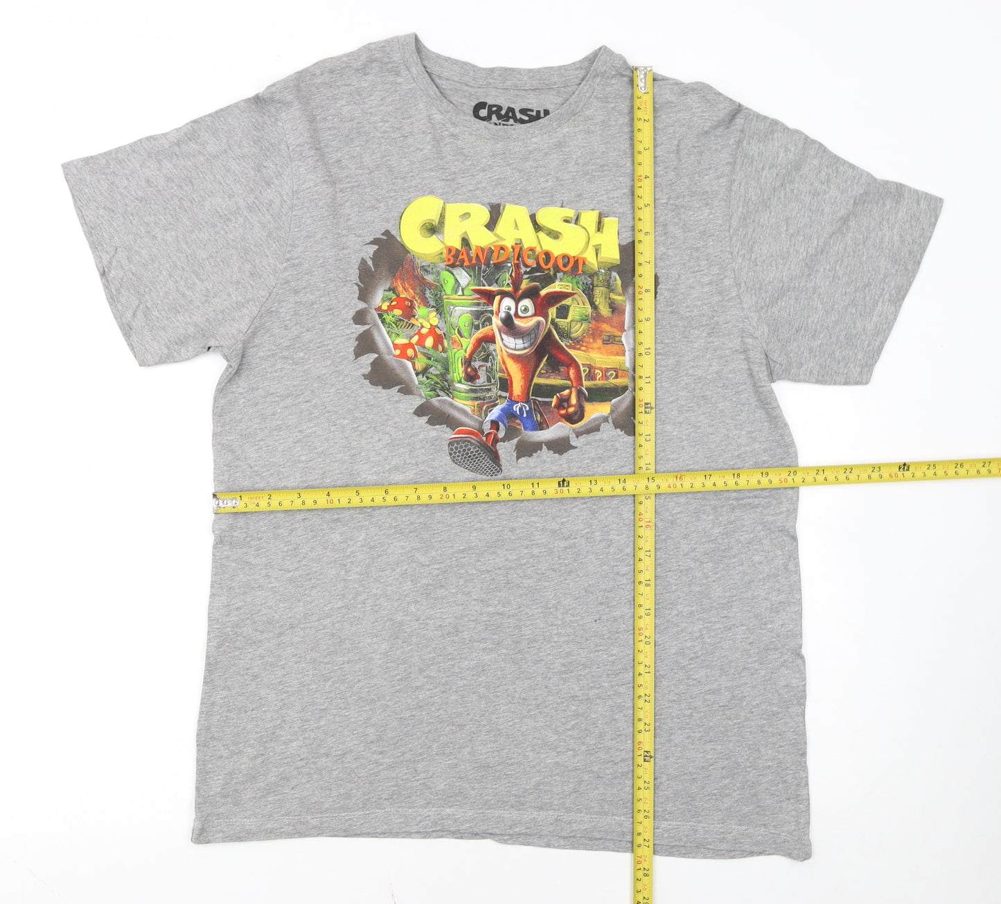 Crash Bandicoot Grey Graphic Men's T-Shirt Medium Cotton Regular Fit