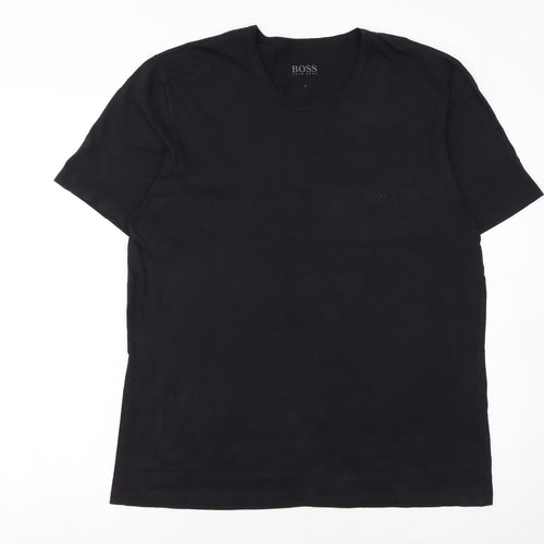 Hugo Boss Men's Black Crew Neck Cotton T-Shirt Size L