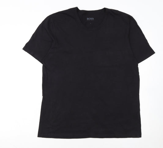 Hugo Boss Men's Black Crew Neck Cotton T-Shirt Size L