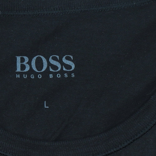 Hugo Boss Men's Black Crew Neck Cotton T-Shirt Size L