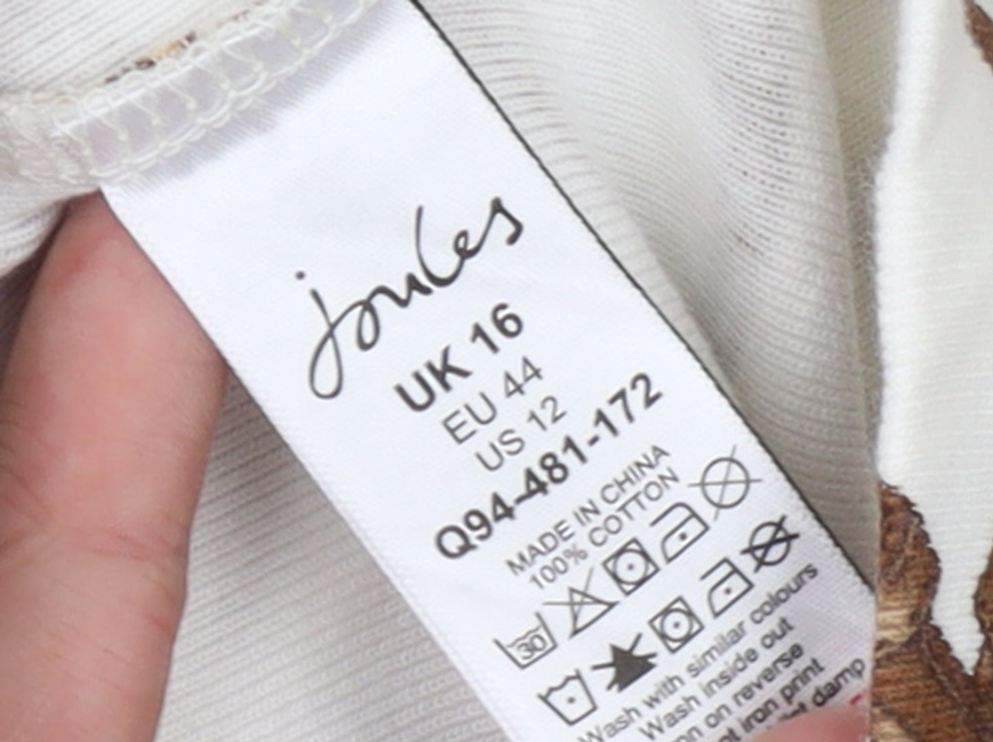 Joules Womens White Brown Equestrian Print Cotton Pullover UK16