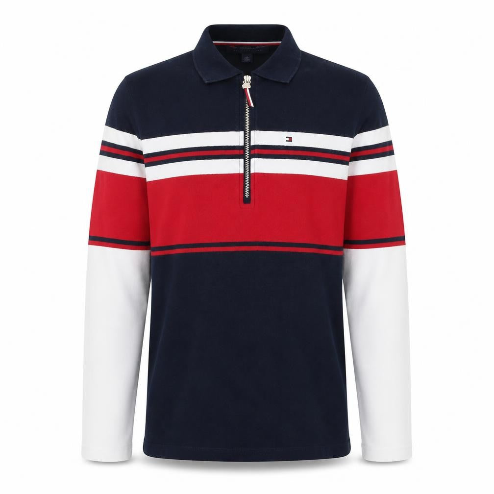 Tommy Hilfiger Men's Multicoloured Long Sleeve 1/4 Zip Polo XS