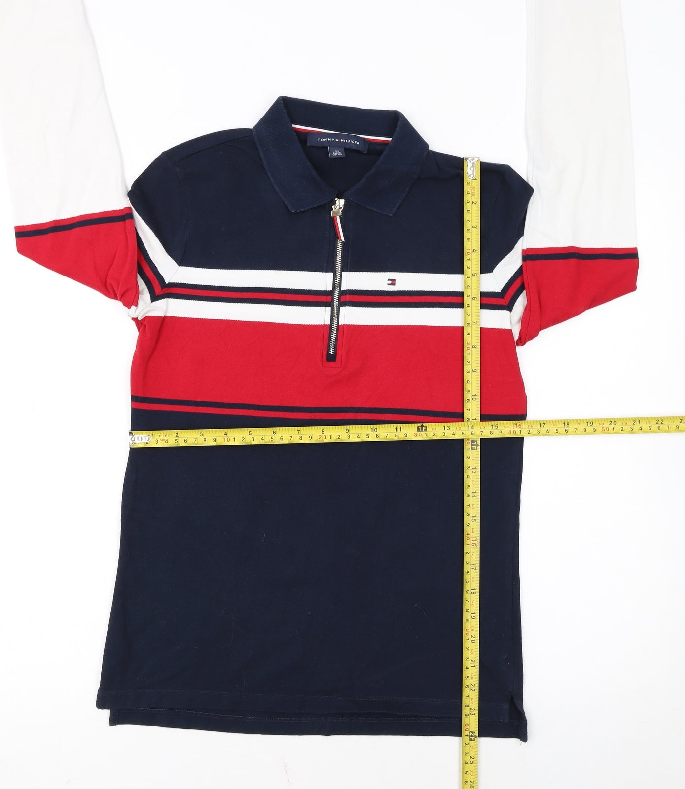 Tommy Hilfiger Men's Multicoloured Long Sleeve 1/4 Zip Polo XS