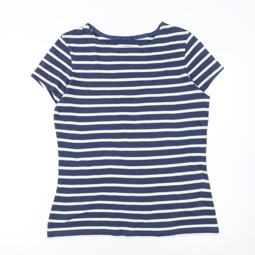 Seasalt Cornwall Womens Blue Striped Organic Cotton T-Shirt UK 12