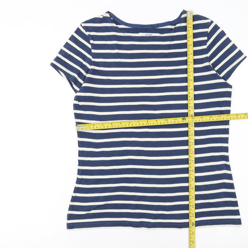 Seasalt Cornwall Womens Blue Striped Organic Cotton T-Shirt UK 12