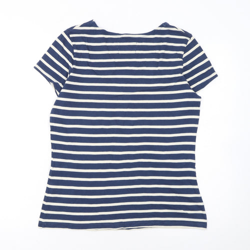 Seasalt Cornwall Womens Blue Striped Organic Cotton T-Shirt UK 12