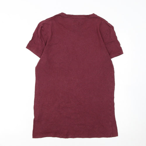 Jack Wills Men's Burgundy Crew Neck Short Sleeve T-Shirt XS