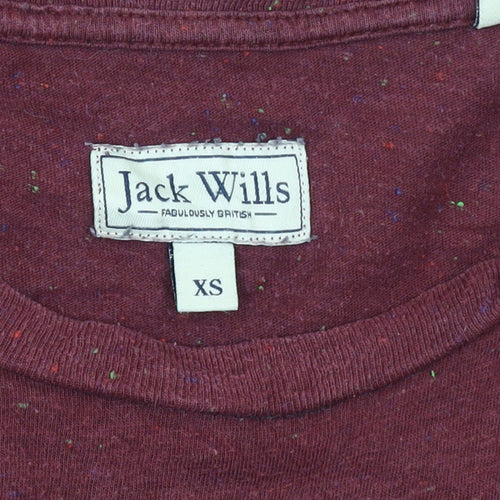 Jack Wills Men's Burgundy Crew Neck Short Sleeve T-Shirt XS