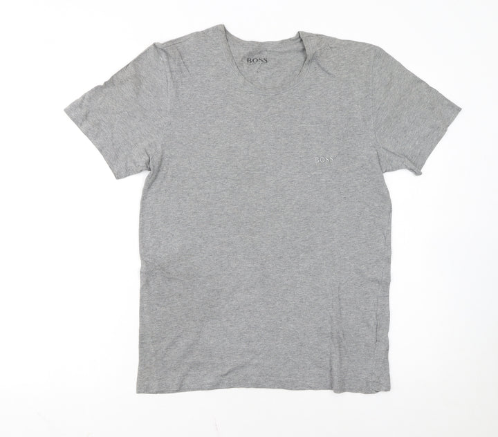 Hugo Boss Men's Grey Cotton Crew Neck Short Sleeve T-Shirt Size S