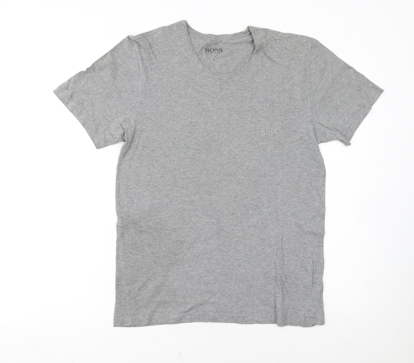 Hugo Boss Men's Grey Cotton Crew Neck Short Sleeve T-Shirt Size S