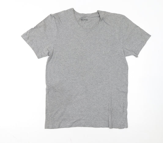 Hugo Boss Men's Grey Cotton Crew Neck Short Sleeve T-Shirt Size S