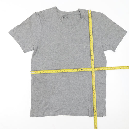 Hugo Boss Men's Grey Cotton Crew Neck Short Sleeve T-Shirt Size S
