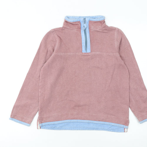 FatFace Girls Pink Half Zip Sweatshirt 10-11 Years Cotton Casual Top