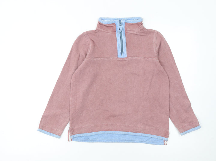 FatFace Girls Pink Half Zip Sweatshirt 10-11 Years Cotton Casual Top