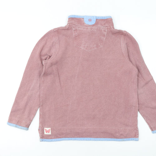 FatFace Girls Pink Half Zip Sweatshirt 10-11 Years Cotton Casual Top