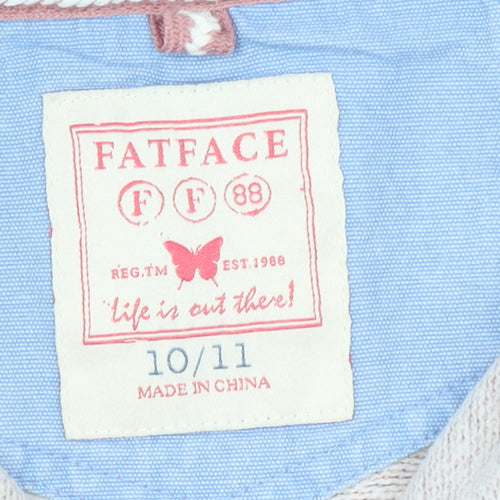 FatFace Girls Pink Half Zip Sweatshirt 10-11 Years Cotton Casual Top