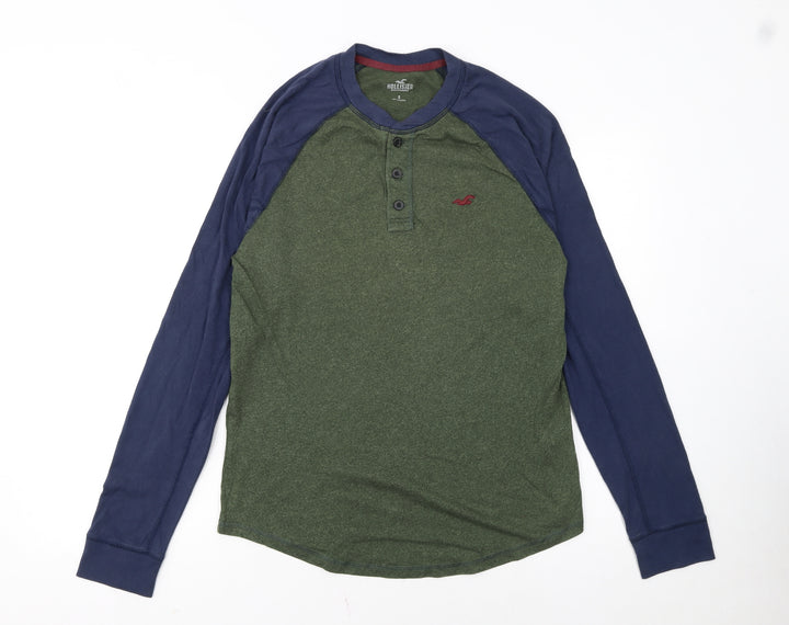 Hollister Men’s Green Long Sleeve Henley T-Shirt Size S