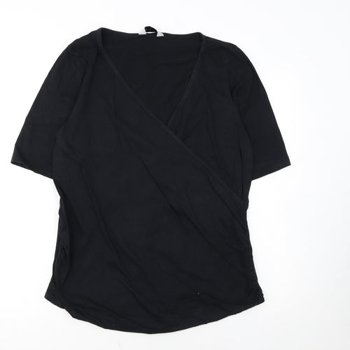 Dorothy Perkins Women's Black Wrap Jersey Blouse UK 16
