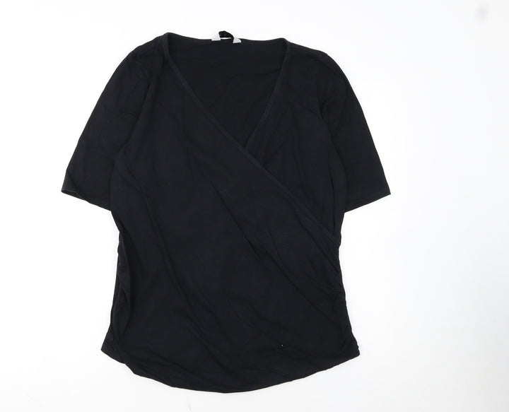 Dorothy Perkins Women's Black Wrap Jersey Blouse UK 16