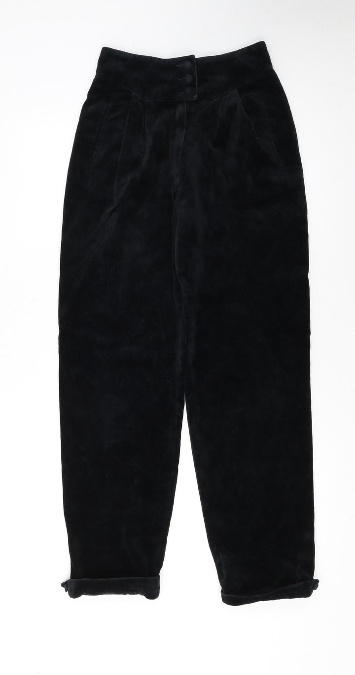 Le Galline Italia Women's Black Wool Blend High Waist Tapered Trousers Size 10