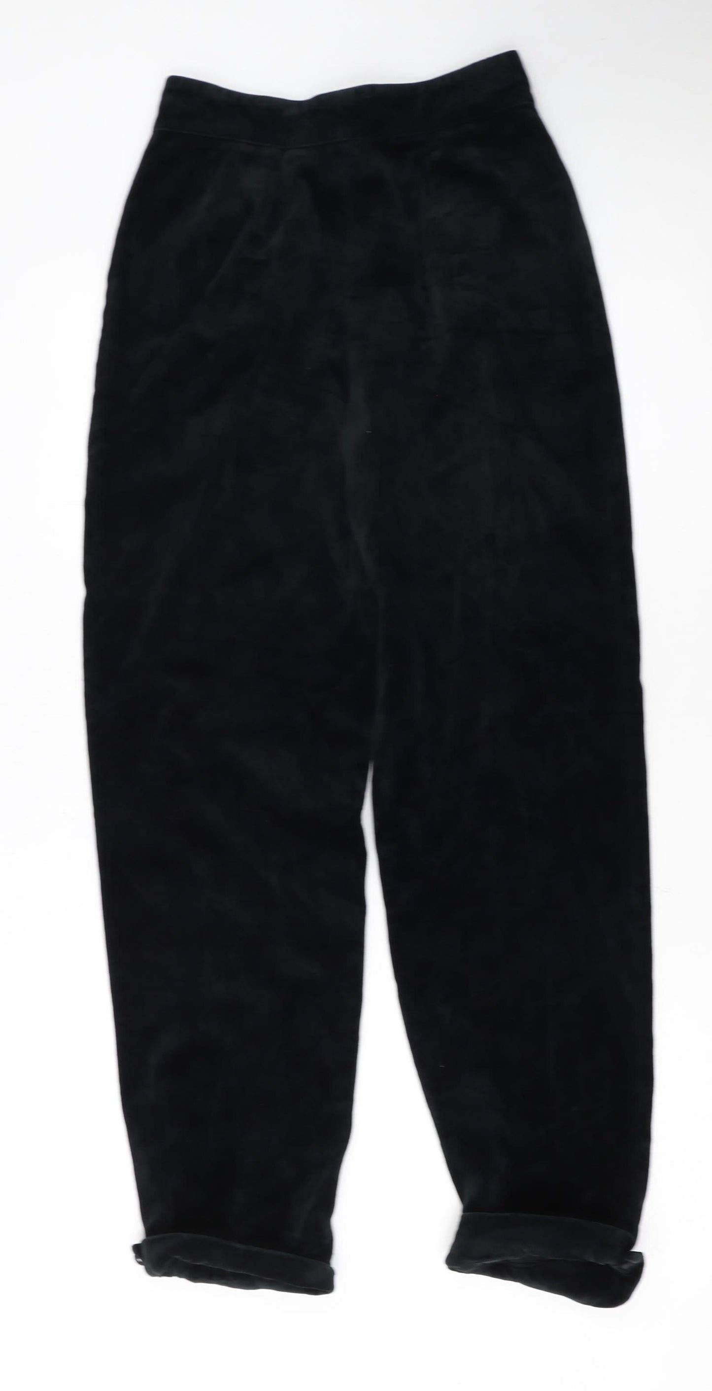 Le Galline Italia Women's Black Wool Blend High Waist Tapered Trousers Size 10
