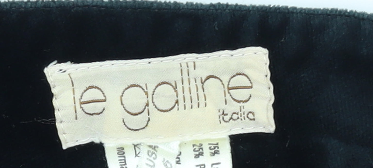 Le Galline Italia Women's Black Wool Blend High Waist Tapered Trousers Size 10