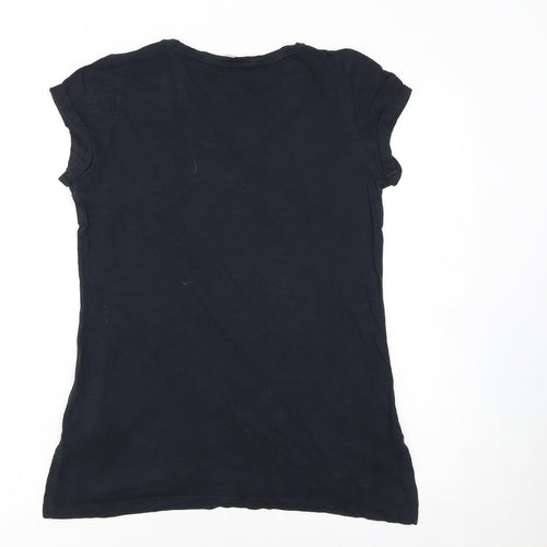 Red Herring Womens Black Floral Festival T-Shirt Size 8