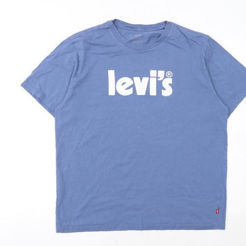 Levi's Men's Blue Relaxed Fit Logo Crew Neck Short Sleeve T-Shirt Size M
