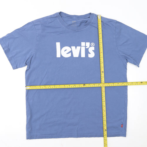 Levi's Men's Blue Relaxed Fit Logo Crew Neck Short Sleeve T-Shirt Size M