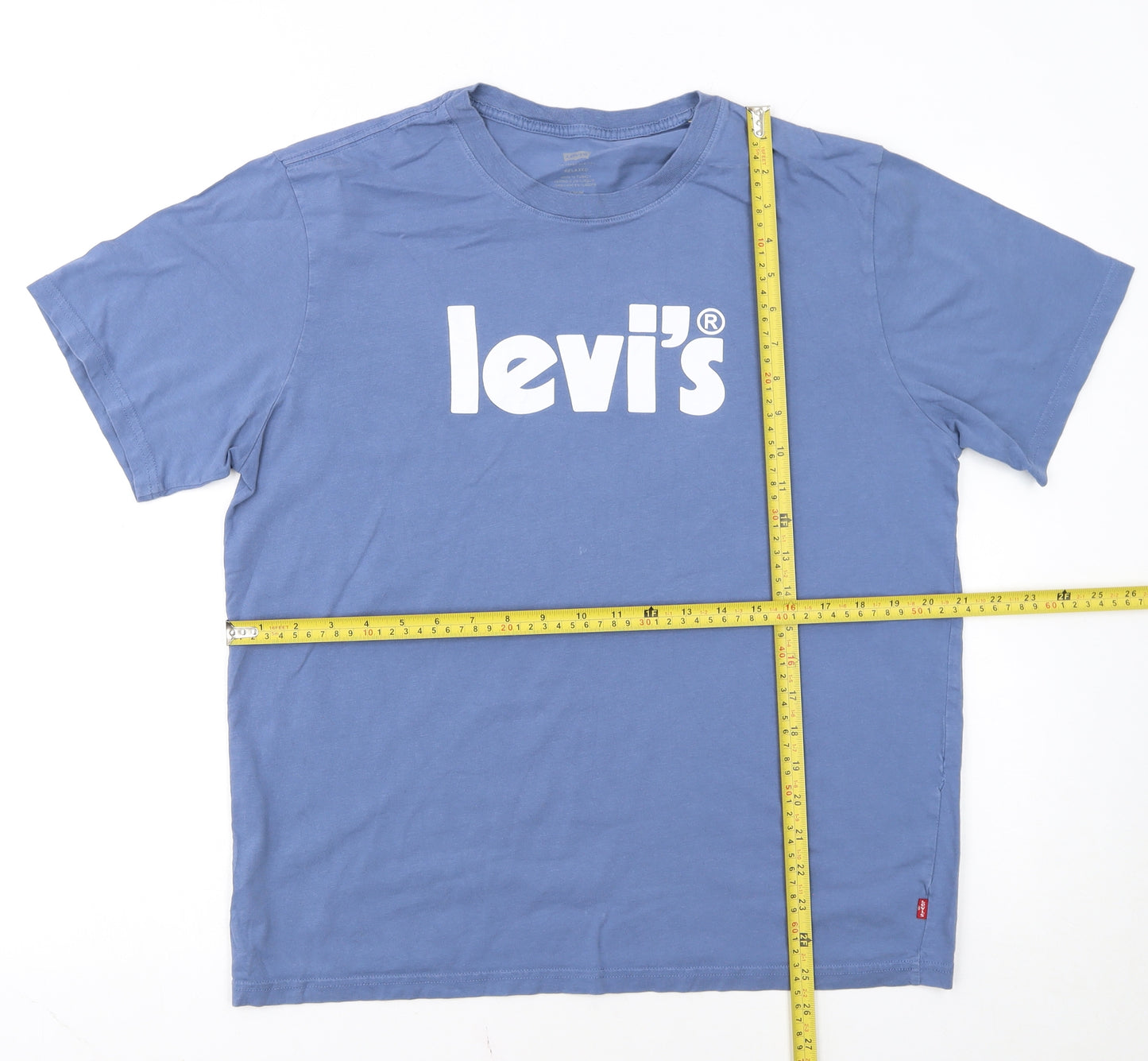 Levi's Men's Blue Relaxed Fit Logo Crew Neck Short Sleeve T-Shirt Size M