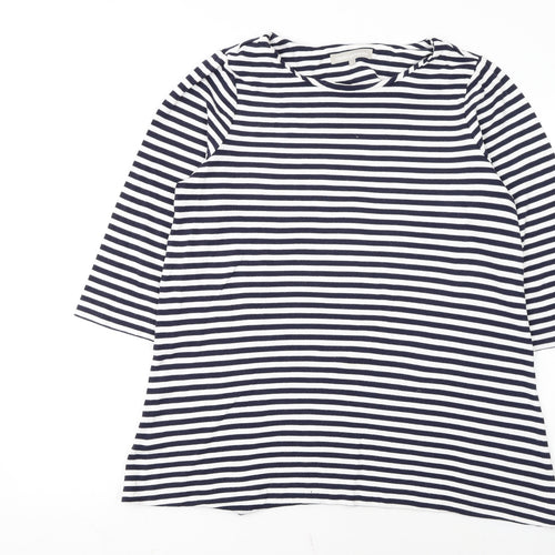 Fenn Wright Manson Women Navy White Stripe Tunic L Cotton Top