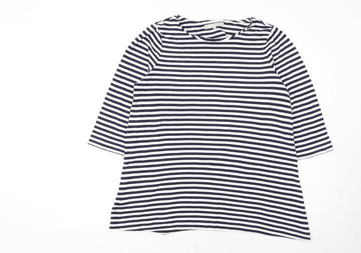Fenn Wright Manson Women Navy White Stripe Tunic L Cotton Top